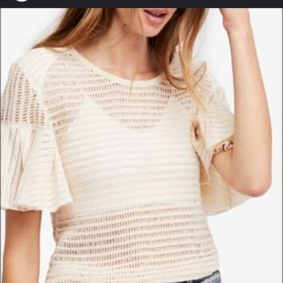 FREE PEOPLE BABES ONLY FLUTTER OPEN STITCH TOP - Picture 1 of 5